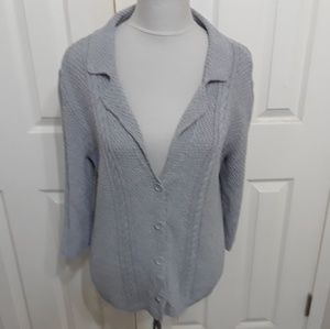 Heather B gray textured cardigan sweater